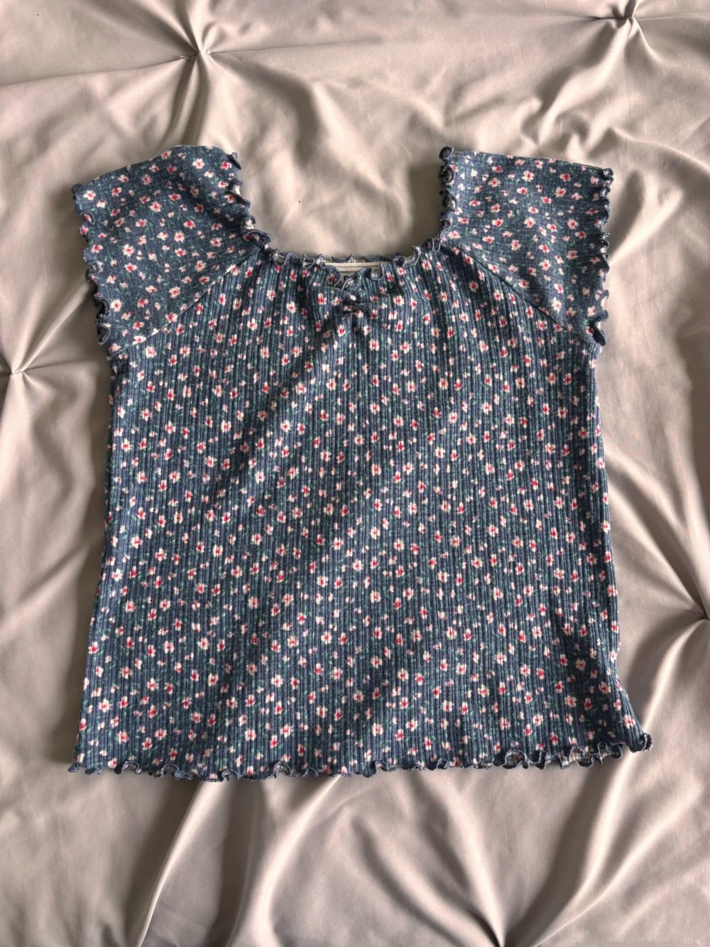 Old Navy Kids Navy Blue Floral Short Sleeve T-Shirt Size Large 10-12 Girls - Picture 1 of 4